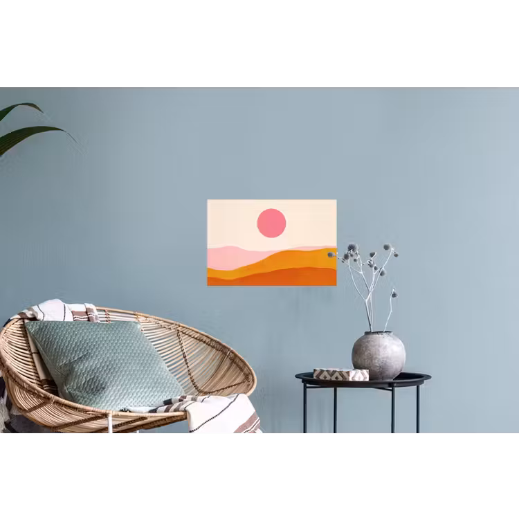Zon - Heuvels - Abstract - Roze Muursticker klein -plant