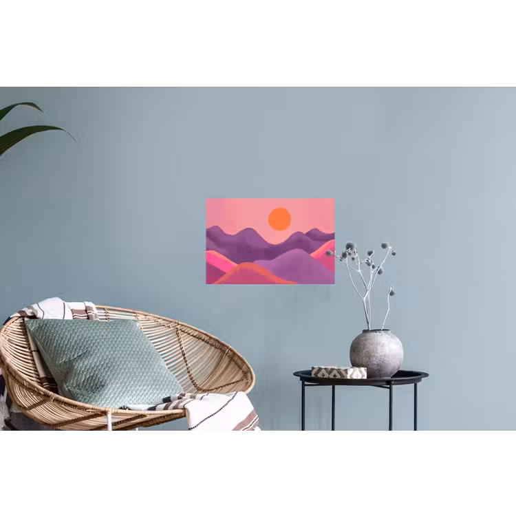 Zon - Heuvels - Paars - Abstract Muursticker klein -plant
