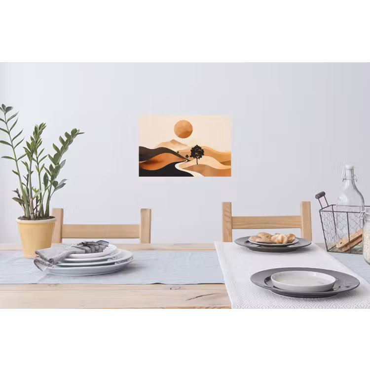 Zon - Heuvels - Boom - Abstract Muursticker klein -eettafel
