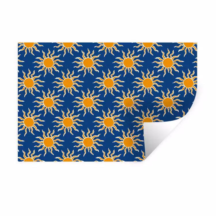 Zon - Patroon - Blauw Muursticker klein 286 -3d
