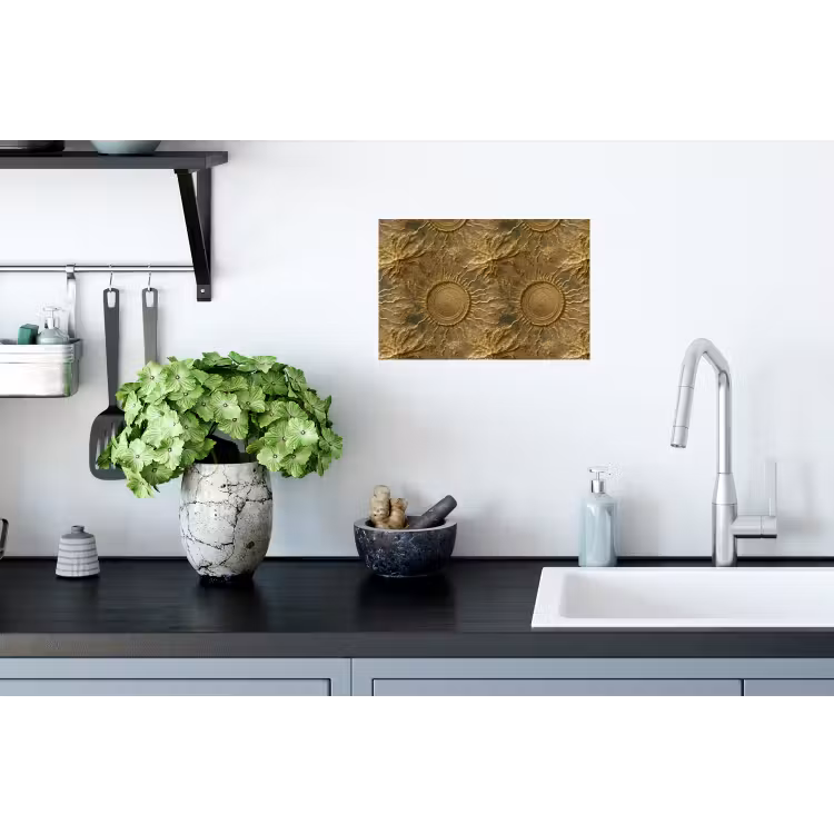 Zon - Reliëf - Antiek - Goud Muursticker klein 286 -keuken