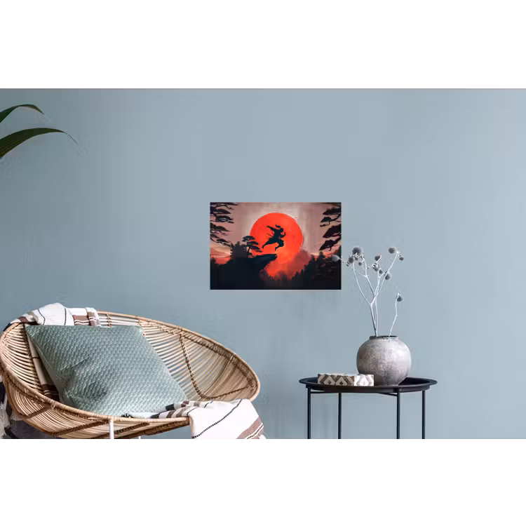 Zon - Krijger - Bomen - Bergen Muursticker klein -plant