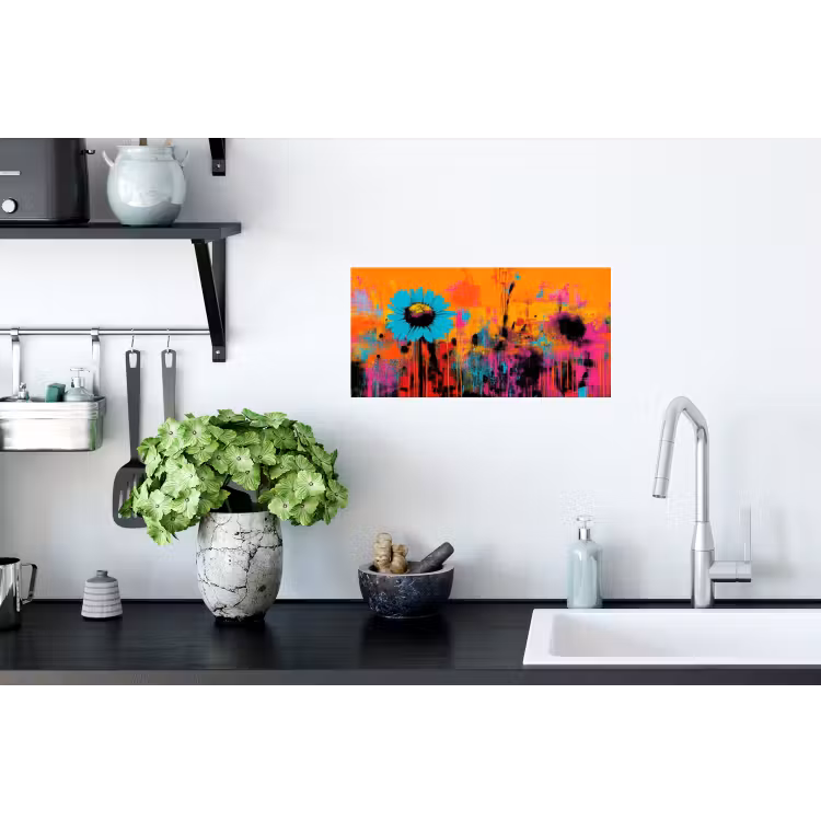 Zonnebloemen - Abstract - Oranje Muursticker klein -keuken