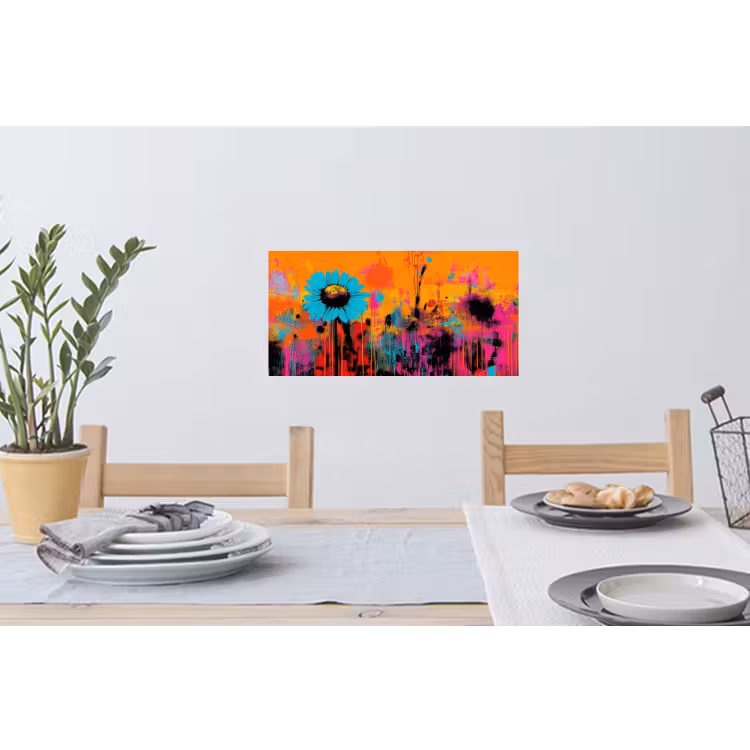 Zonnebloemen - Abstract - Oranje Muursticker klein -eettafel