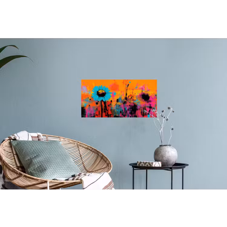 Zonnebloemen - Abstract - Oranje Muursticker klein -plant