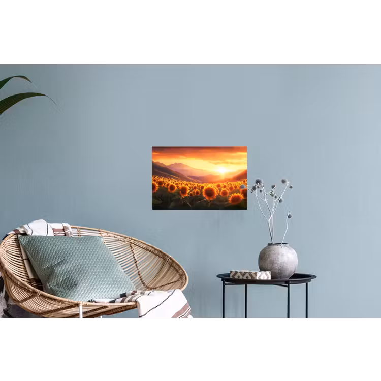 Zonnebloemen - Zonsondergang - Landschap Muursticker klein -plant