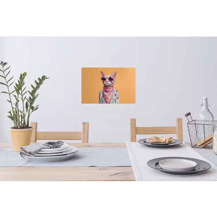 Zonnebril - Kat - Sjaal - Bloemen Muursticker klein -eettafel