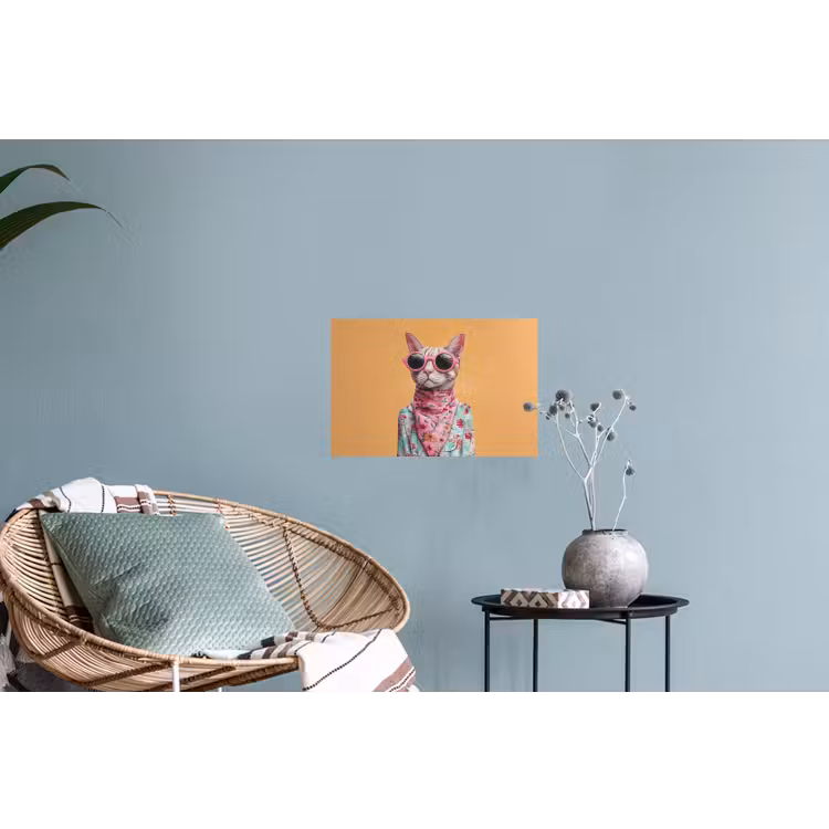 Zonnebril - Kat - Sjaal - Bloemen Muursticker klein -plant