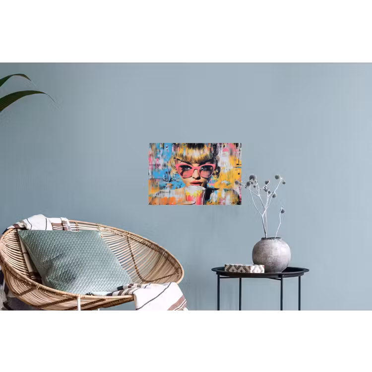 Zonnebril - Vrouw - Kleurrijk - Verfspetters Muursticker klein -plant