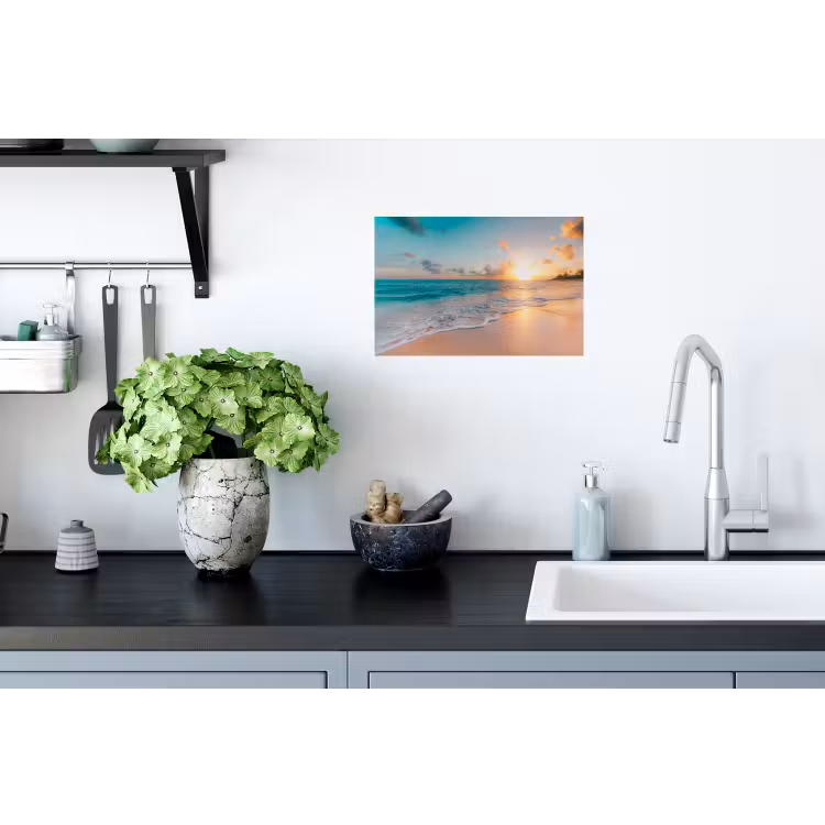 Zonsondergang - Strand - Zee - Zomer - Blauw Muursticker klein -keuken