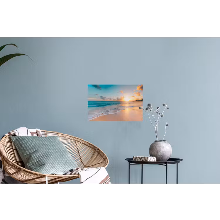 Zonsondergang - Strand - Zee - Zomer - Blauw Muursticker klein -plant