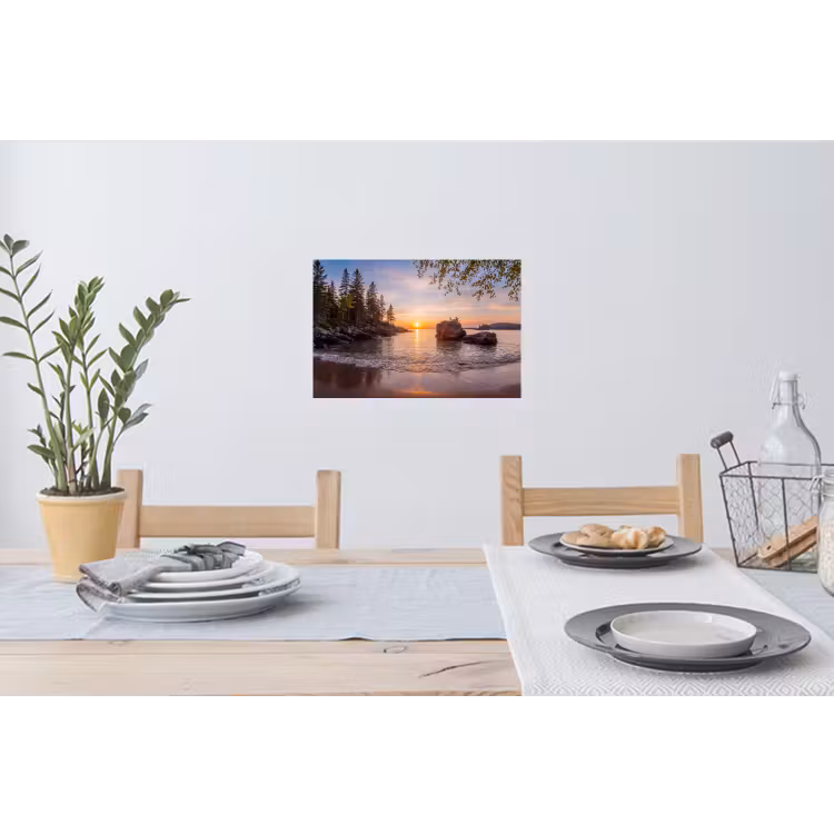 Zonsondergang - Kust - Water - Natuur - Oranje Muursticker klein -eettafel