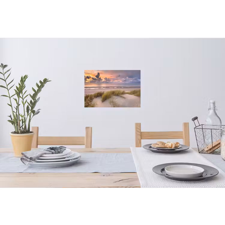Zonsondergang - Duin - Strand - Planten - Zee Muursticker klein -eettafel
