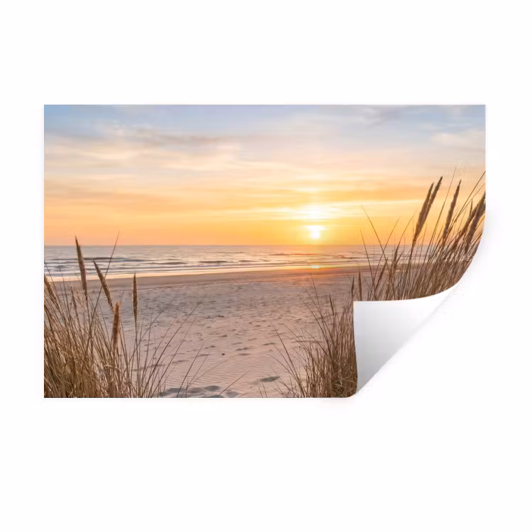 Zonsondergang - Duinen - Zee Muursticker klein -3d