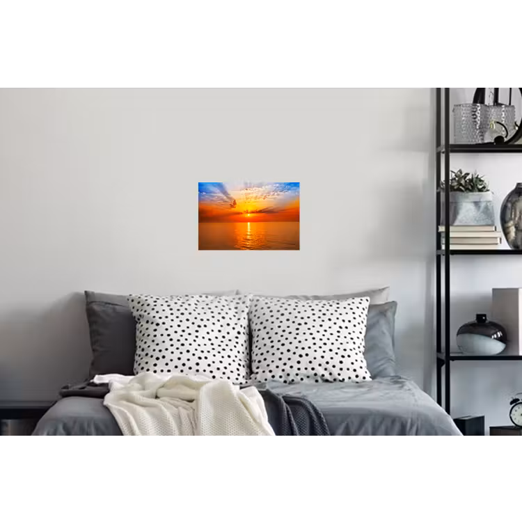 Zonsondergang - Zee - Lucht - Oranje - Horizon - Water Muursticker klein -slaapkamer