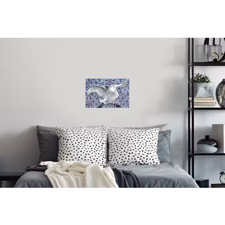 Zwaan - Kunst - Delfts blauw - Schilderij - Oude meesters Muursticker klein -slaapkamer