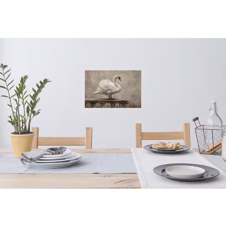 Zwaan - Elegant - Dieren - Wit Muursticker klein -eettafel