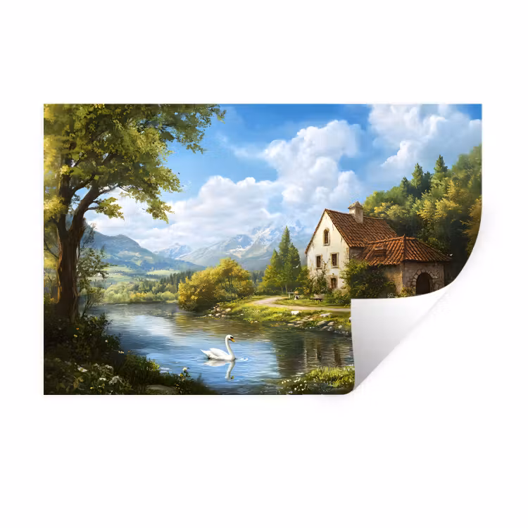 Zwaan - Bomen - Rust Muursticker klein -3d