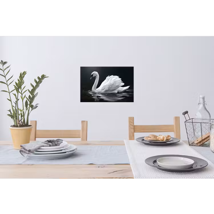Zwaan - Water - Natuur - Realistisch - Wit Muursticker klein -eettafel