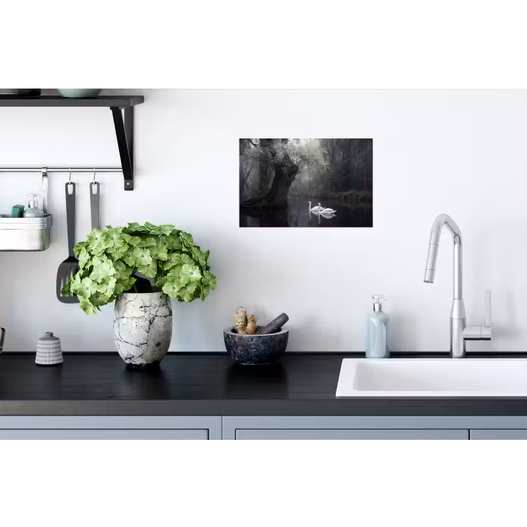 Zwanen - Rivier - Bos Muursticker klein -keuken