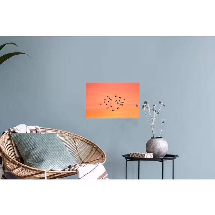 Zwerm - Vogels - Oranje Muursticker klein -plant