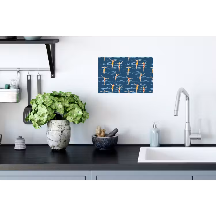 Zwemsters- Retro - Blauw Muursticker klein 286 -keuken