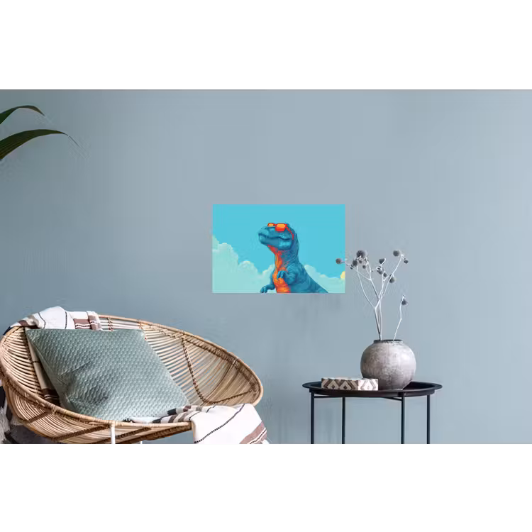T-Rex - Blauw - Wolken - Zonnebril Muursticker klein -plant