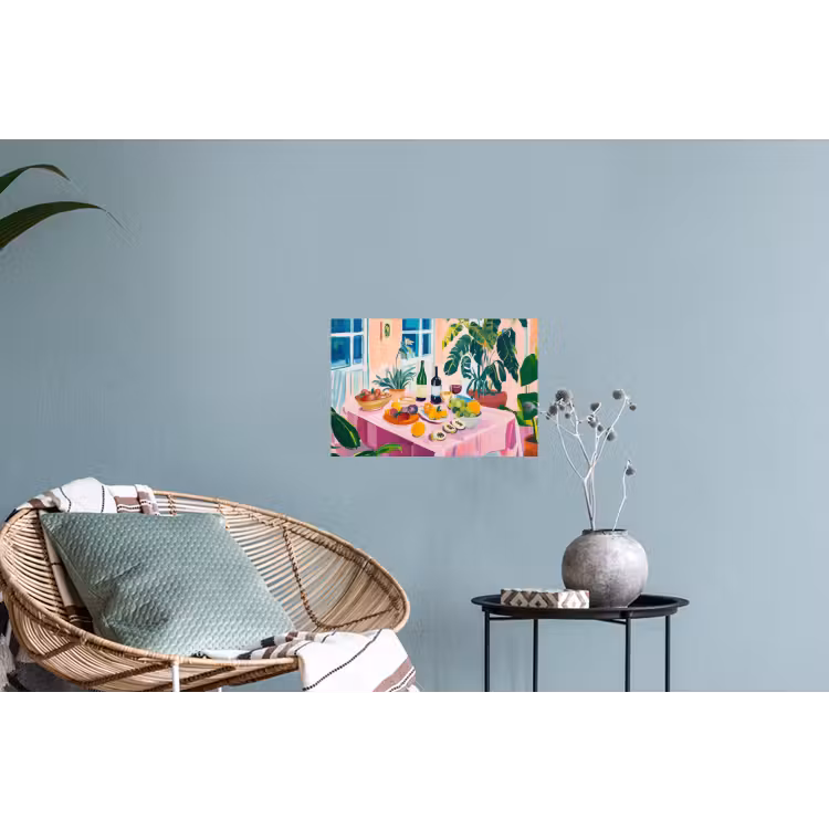 Tafel - Wijn - Fruit Muursticker klein -plant
