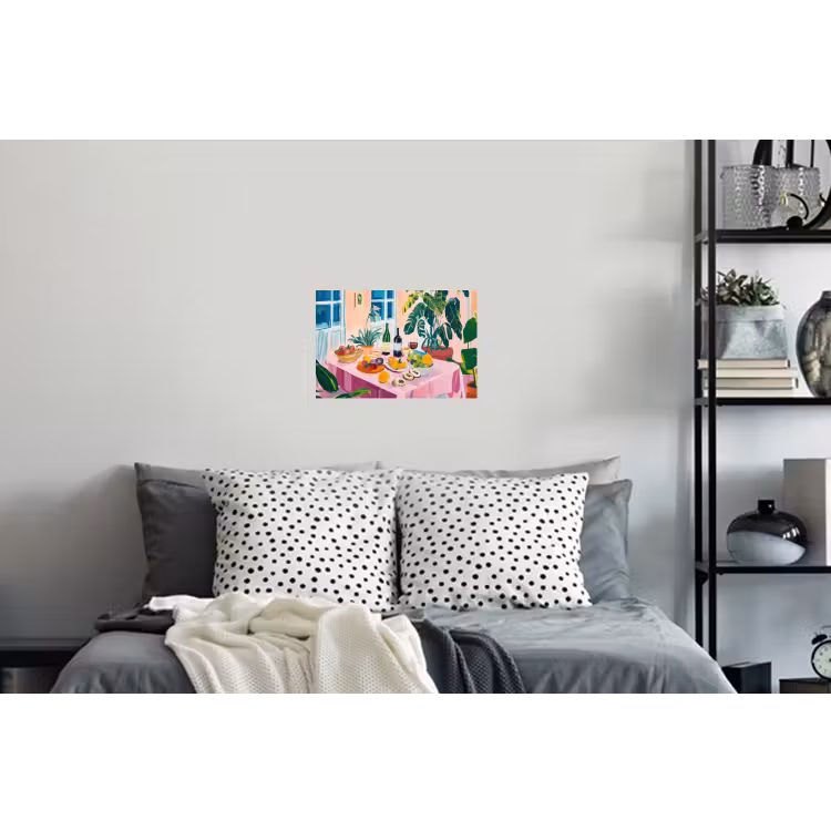 Tafel - Wijn - Fruit Muursticker klein -slaapkamer