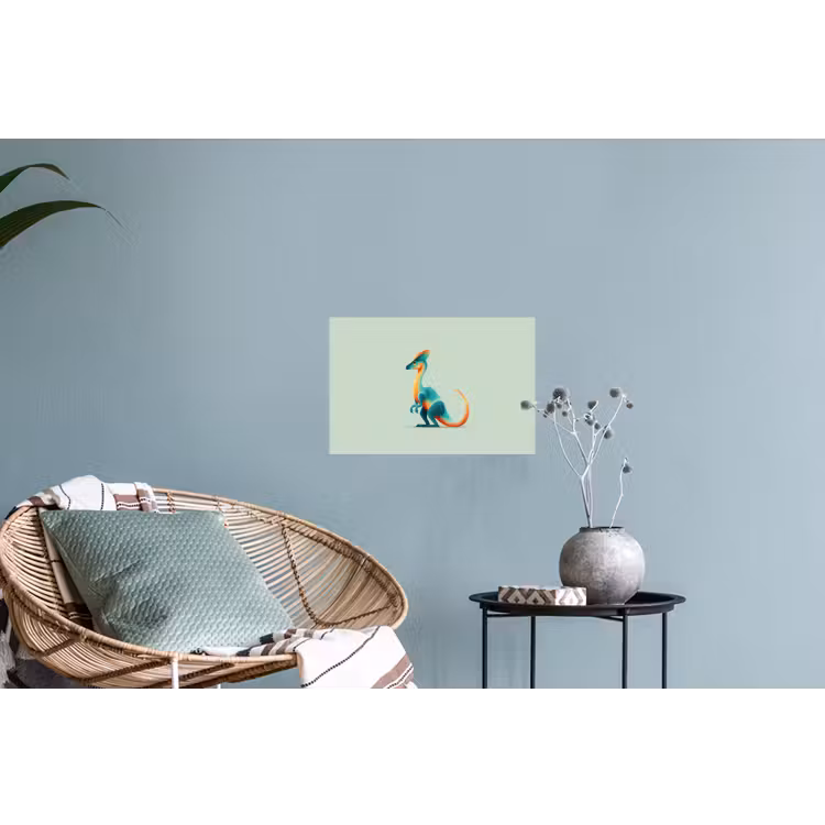 Staart - Dino - Minimalistisch - Blauw Muursticker klein -plant