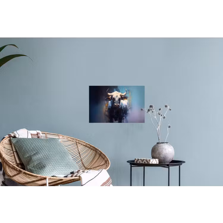 Stier - Zwart - Abstract - Horens Muursticker klein -plant