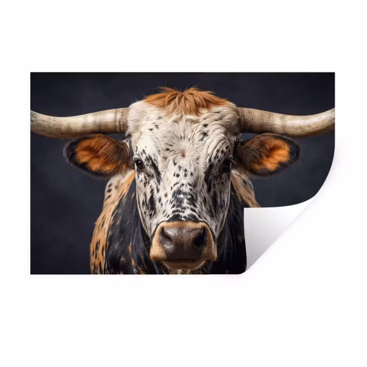 Stier - Kleurrijk - Hoorns Muursticker klein -3d