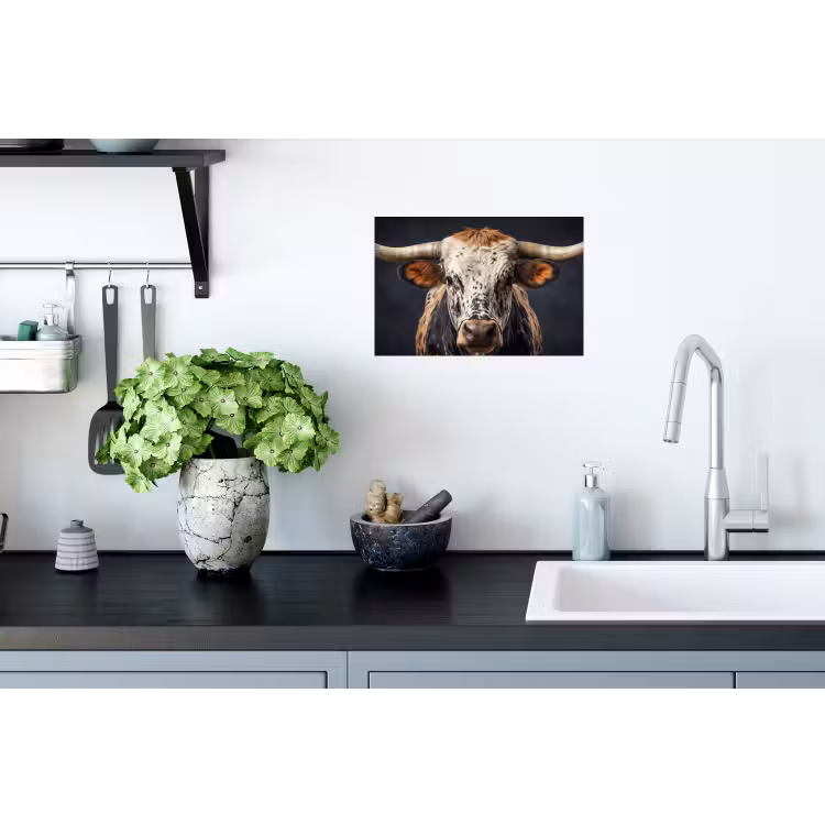 Stier - Kleurrijk - Hoorns Muursticker klein -keuken