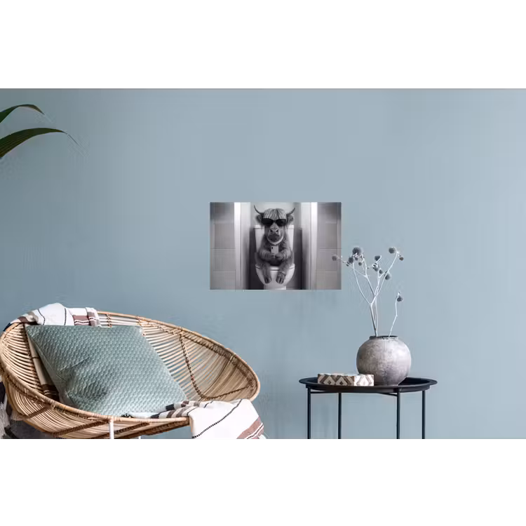 Stier - Telefoon - Toilet - Zwart - Wit Muursticker klein -plant