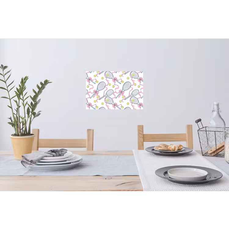 Tennis - Strikken - Kleurrijk Muursticker klein 286 -eettafel