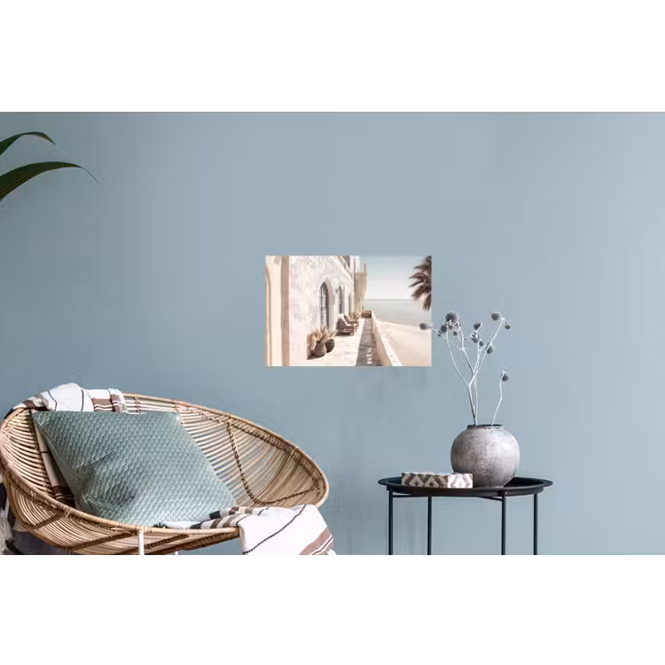 Terras - Stoelen - Strand - Beige Muursticker klein -plant