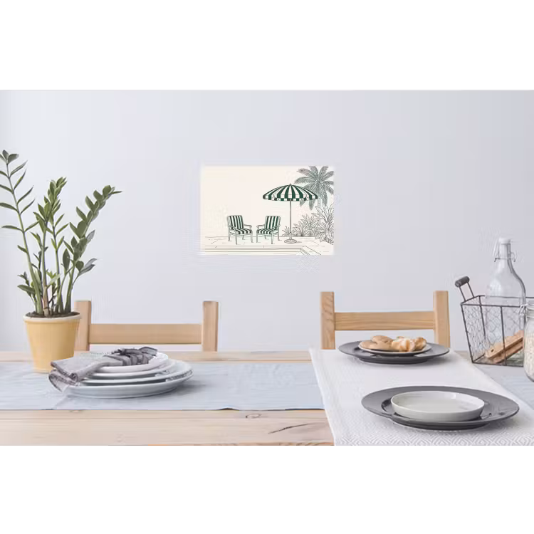 Terras - Illustratie - Groen Muursticker klein -eettafel