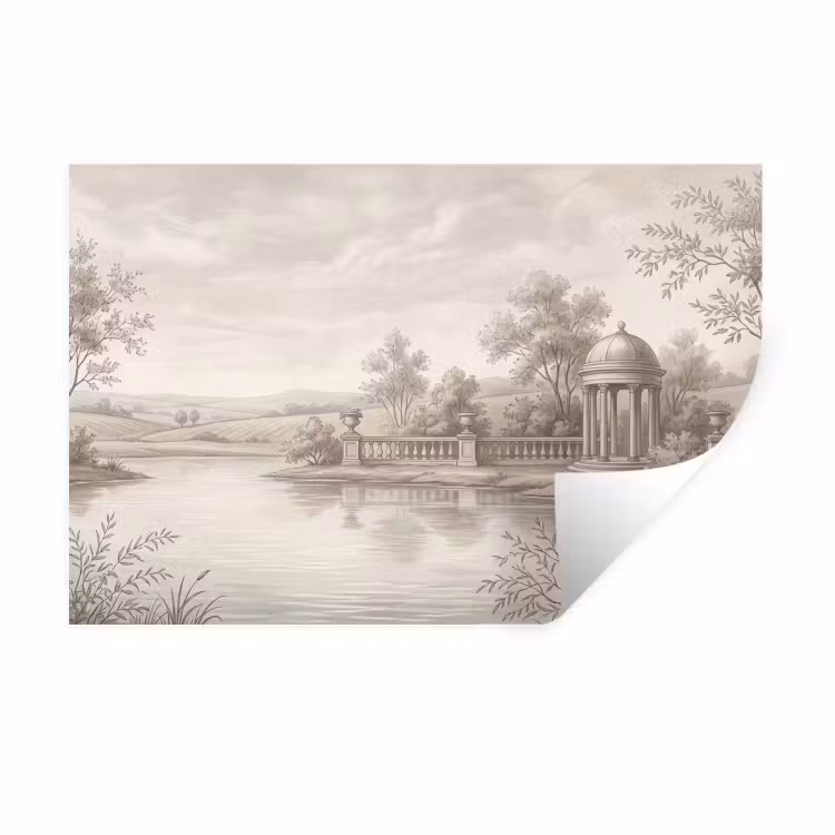 Terras - Water - Natuur - Landschap Muursticker klein -3d