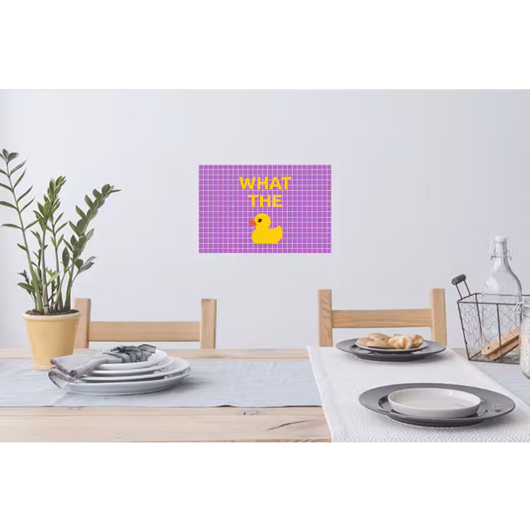Tekst - Eend - Paars Muursticker klein -eettafel