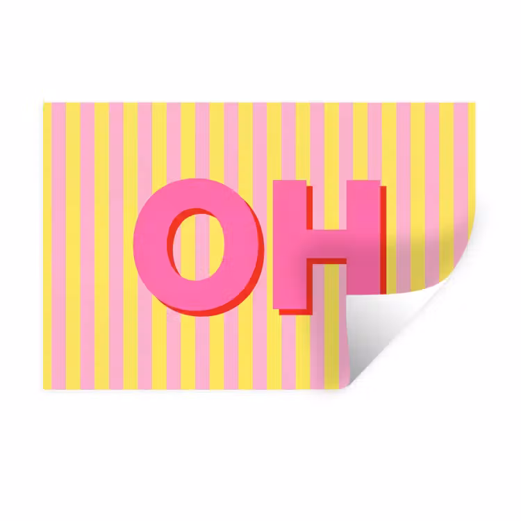 Tekst - Strepen - Roze Muursticker klein -3d