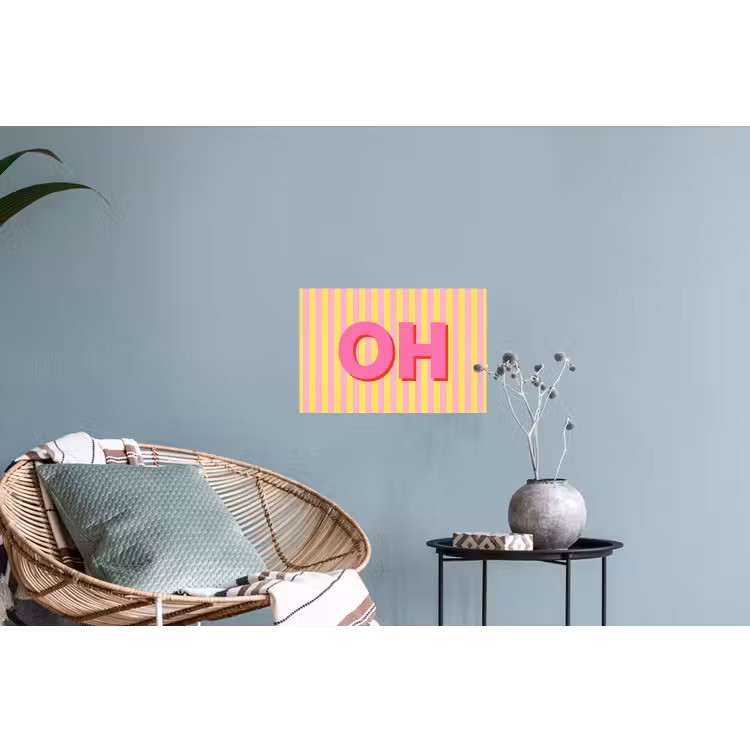 Tekst - Strepen - Roze Muursticker klein -plant