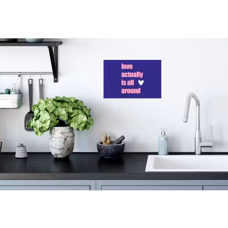 Tekst - Valentijn - Love - Blauw Muursticker klein -keuken