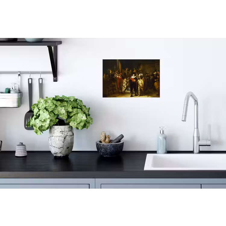 De Nachtwacht - Rembrandt van Rijn Muursticker klein -keuken