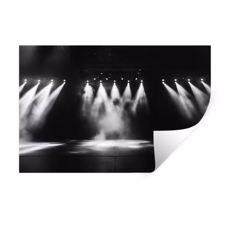 Theaterzaal - Mist - Spotlights - Zwart Muursticker klein -3d