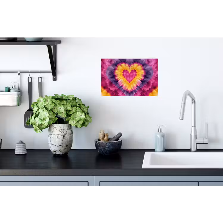 Tie dye - Hartvorm - Vlammen - Oranje Muursticker klein -keuken