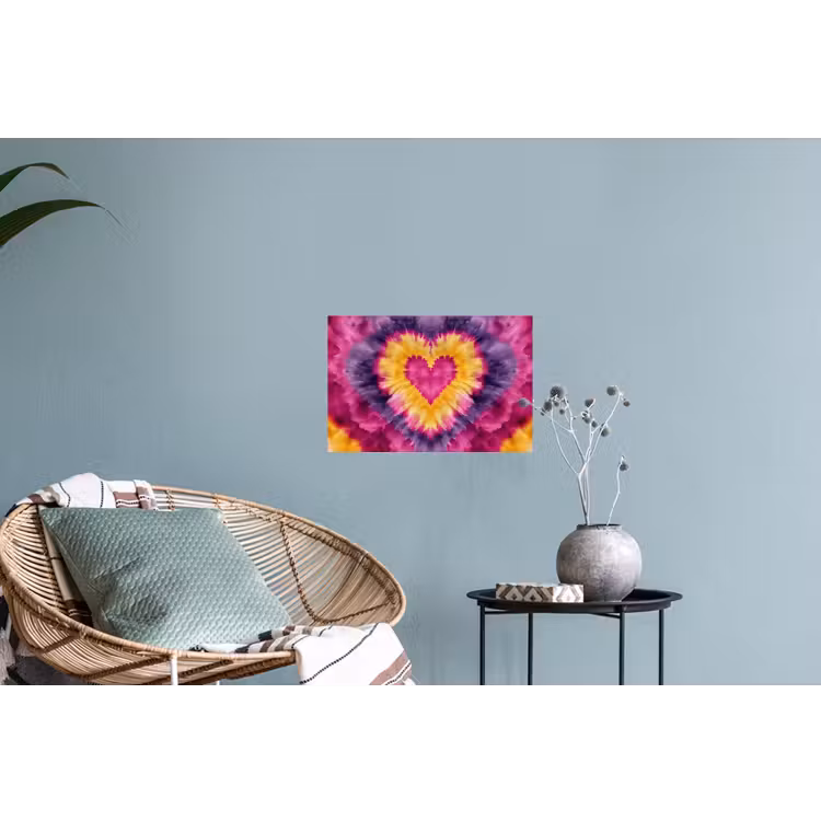 Tie dye - Hartvorm - Vlammen - Oranje Muursticker klein -plant