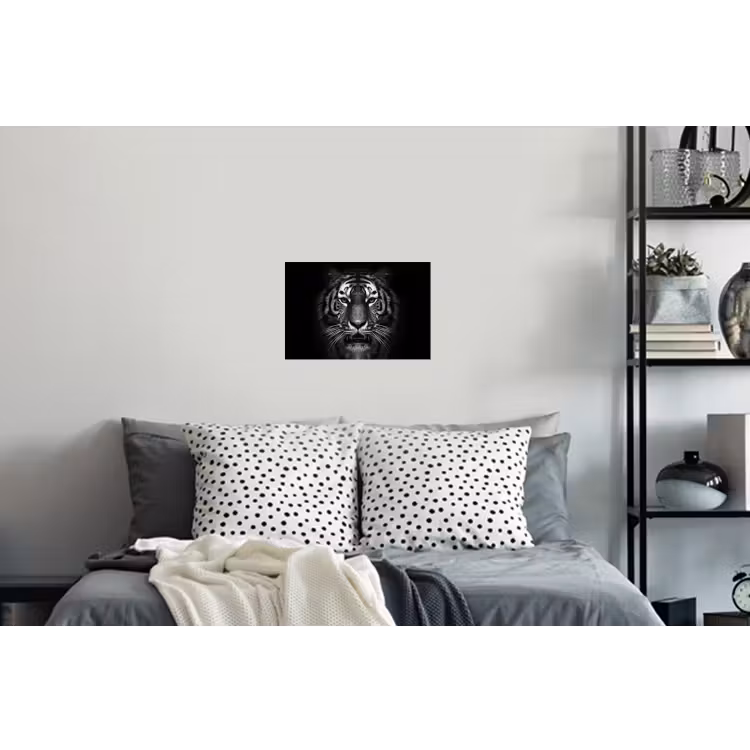 Tijger - Dieren - Zwart - Wit - Portret - Wild Muursticker klein -slaapkamer