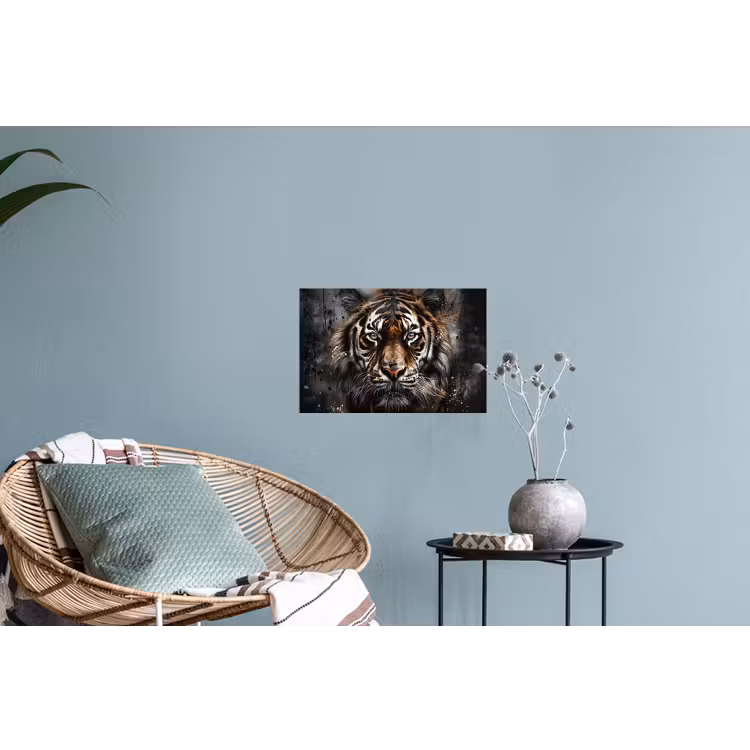 Tijger - Dieren - Portret - Luxe - Zwart Muursticker klein -plant
