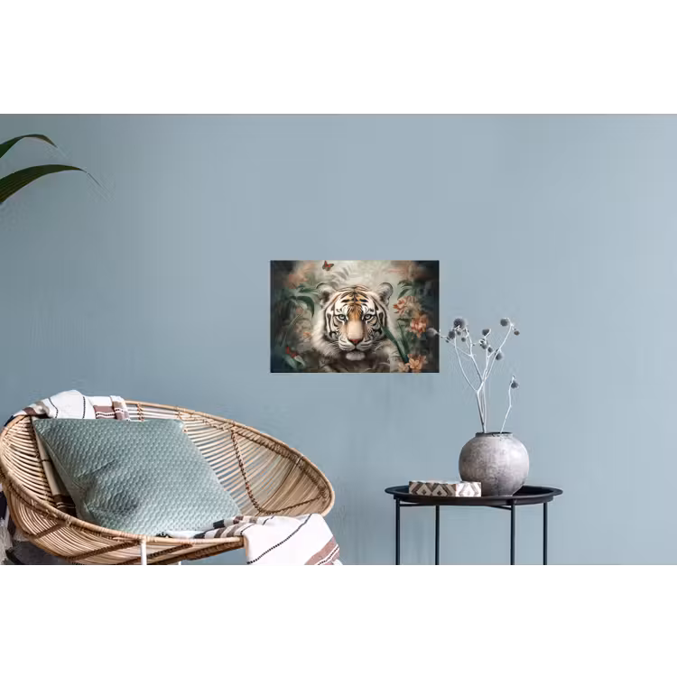 Tijger - Vlinders - Dieren - Jungle - Bloemen Muursticker klein -plant