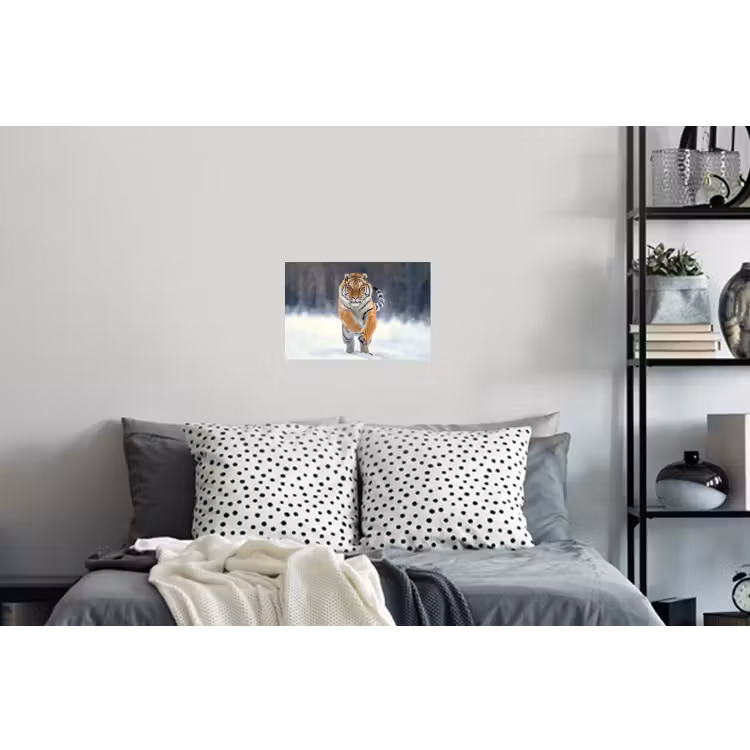 Tijger - Landschap - Sneeuw - Winter - Dieren Muursticker klein -slaapkamer